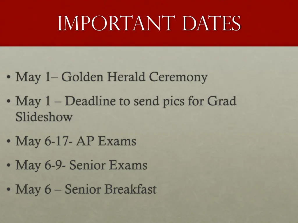 important dates 1