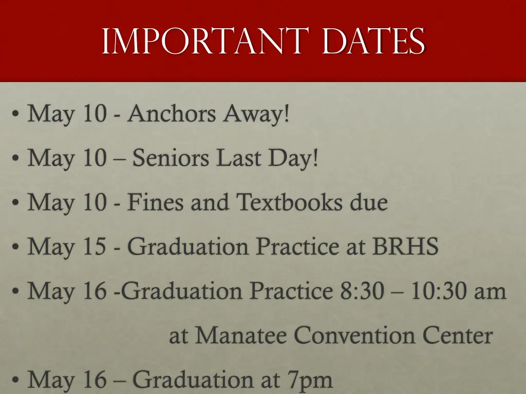 important dates 2