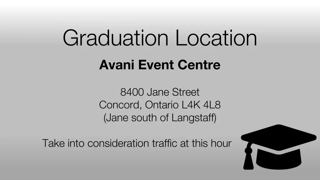 graduation location avani event centre