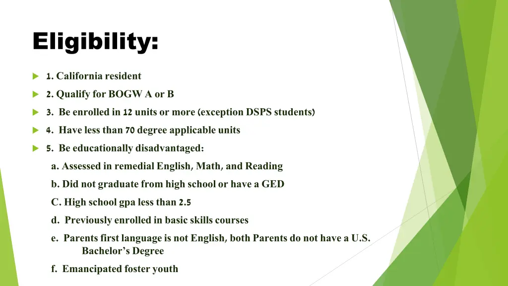 eligibility