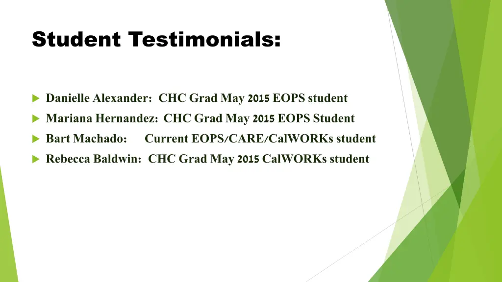 student testimonials