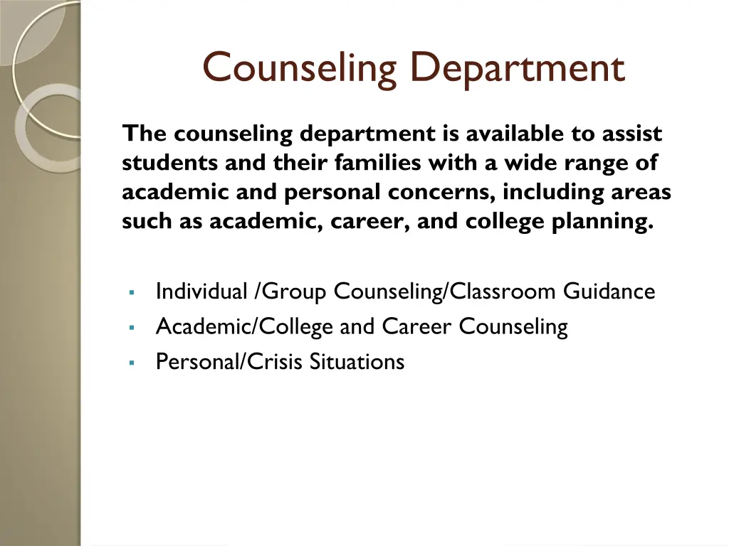 counseling department