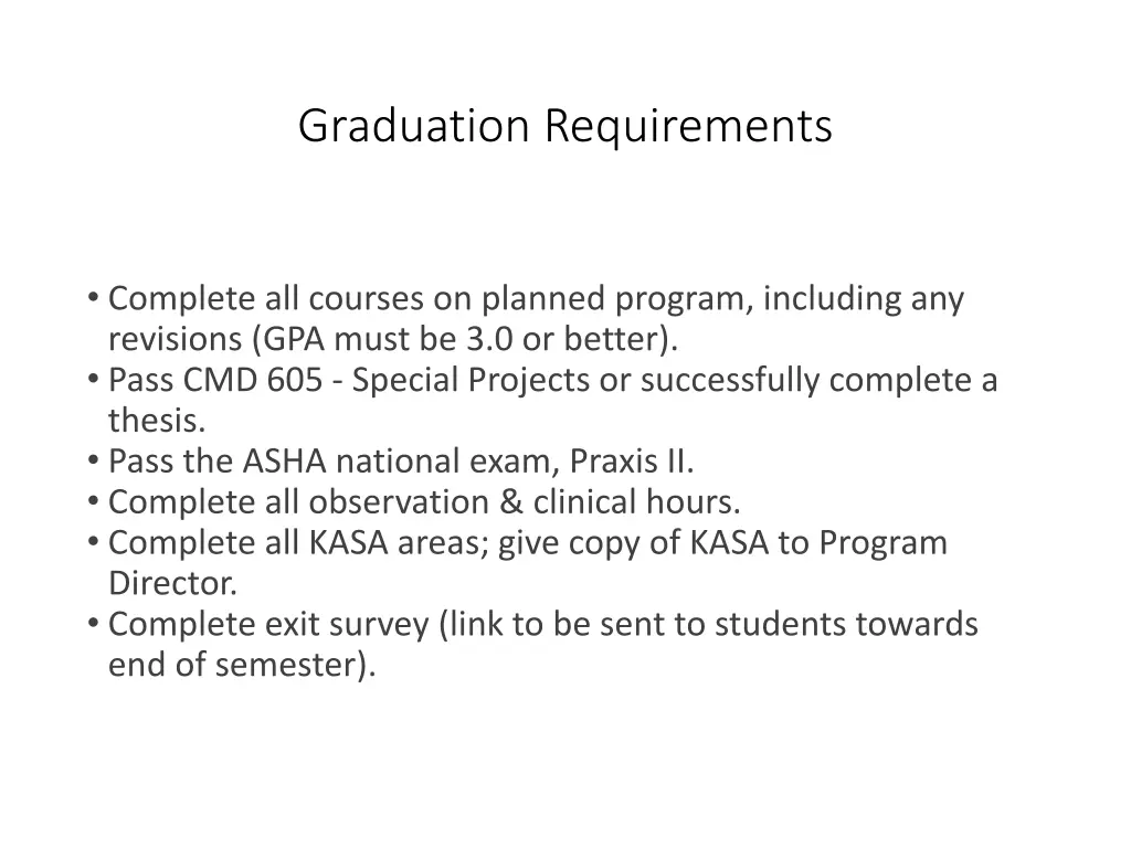 graduation requirements