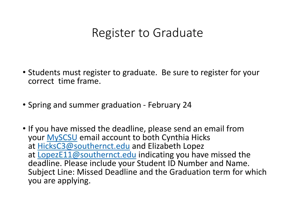 register to graduate