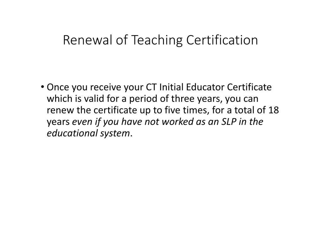 renewal of teaching certification