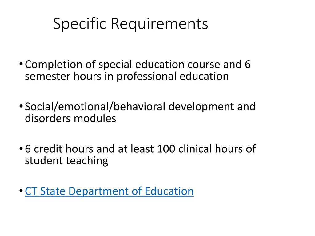 specific requirements