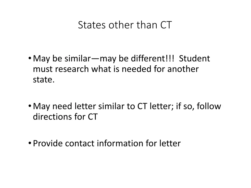 states other than ct