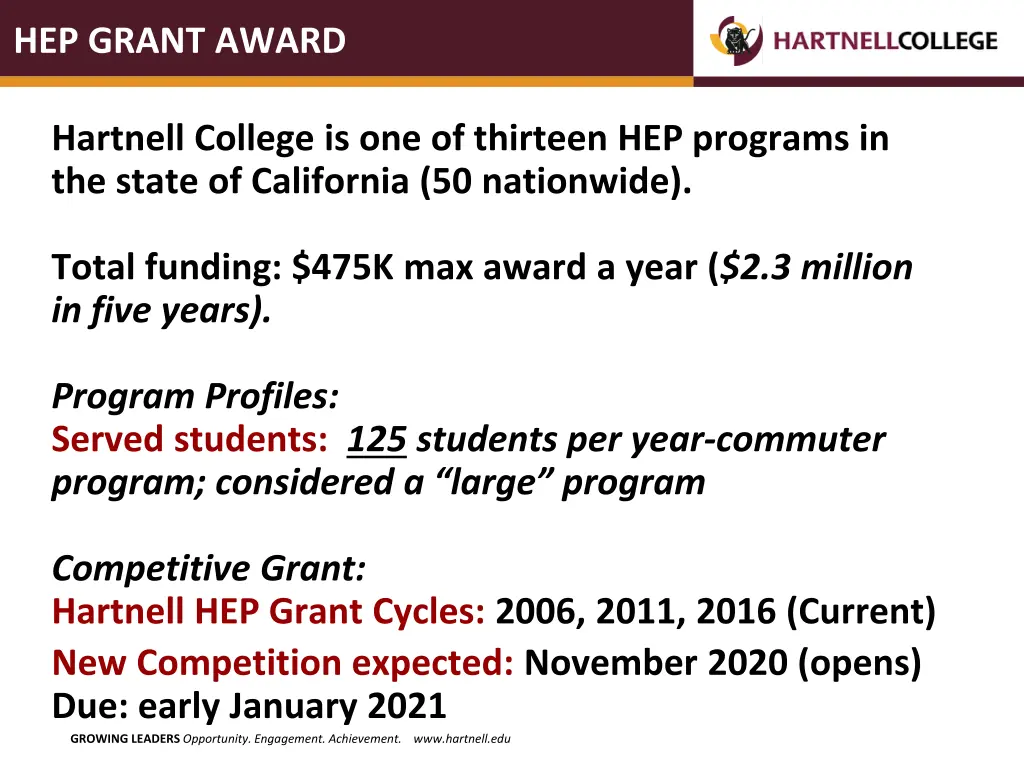 hep grant award