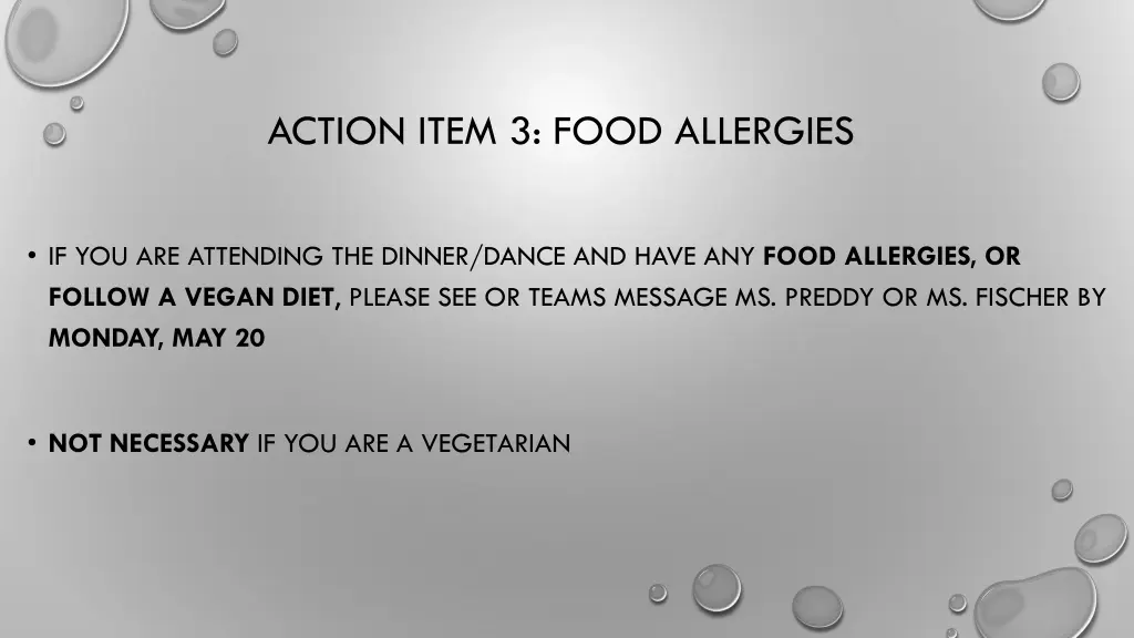 action item 3 food allergies