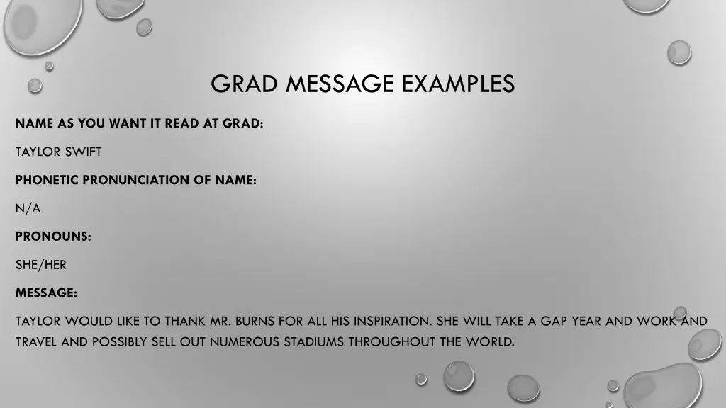 grad message examples 1