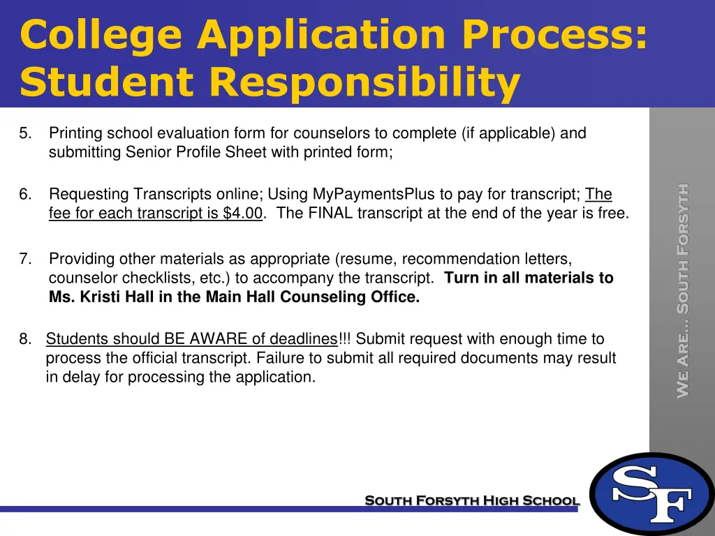 college application process student responsibility 1