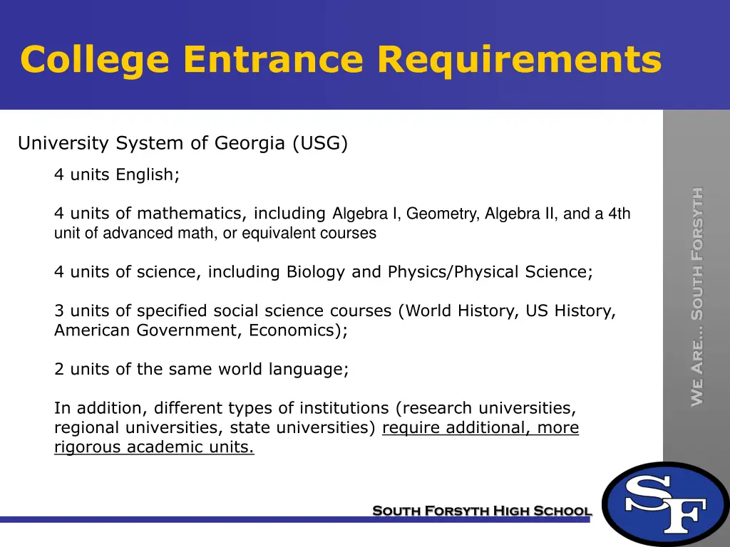 college entrance requirements