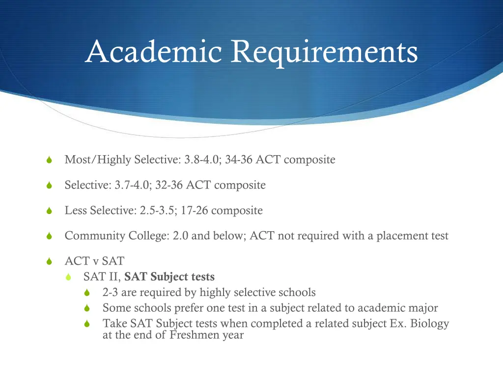 academic requirements