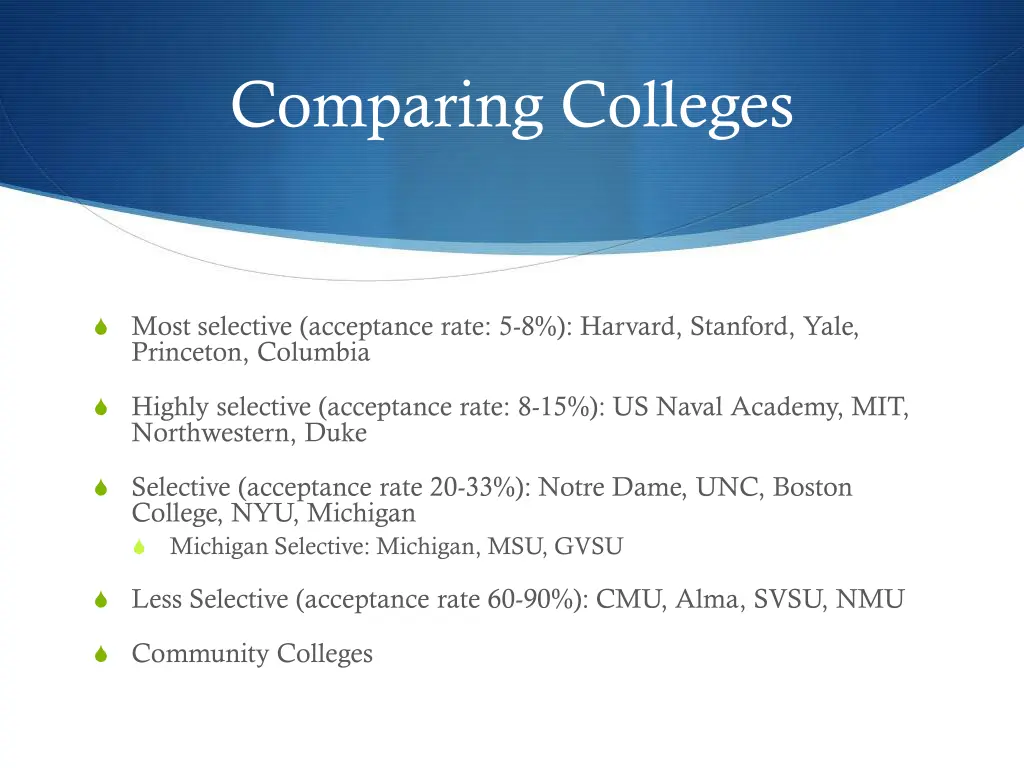 comparing colleges 2