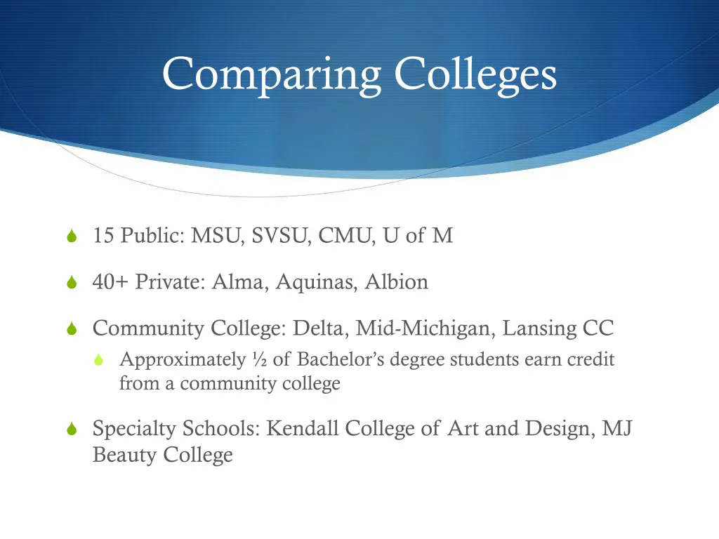 comparing colleges