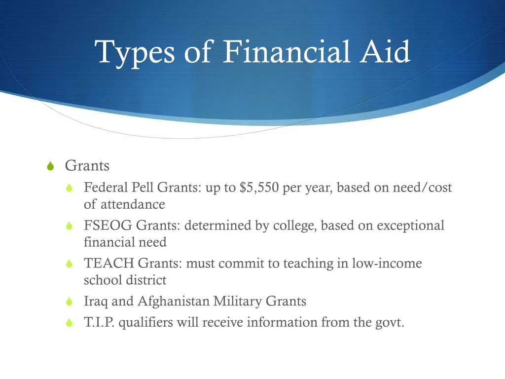 types of financial aid