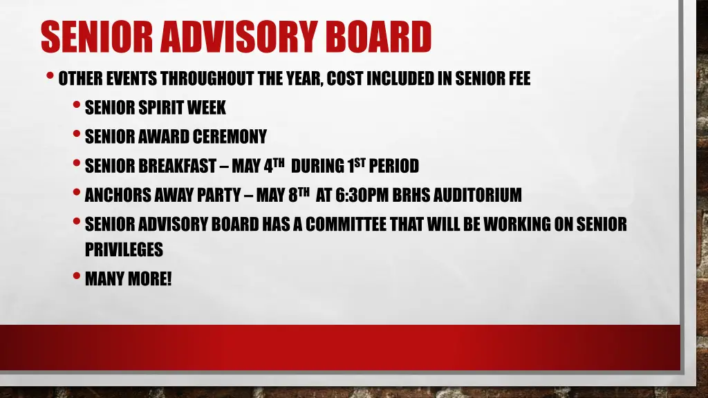 senior advisory board other events throughout