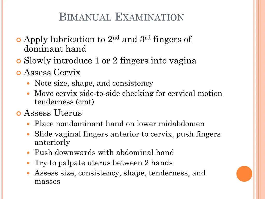 b imanual e xamination