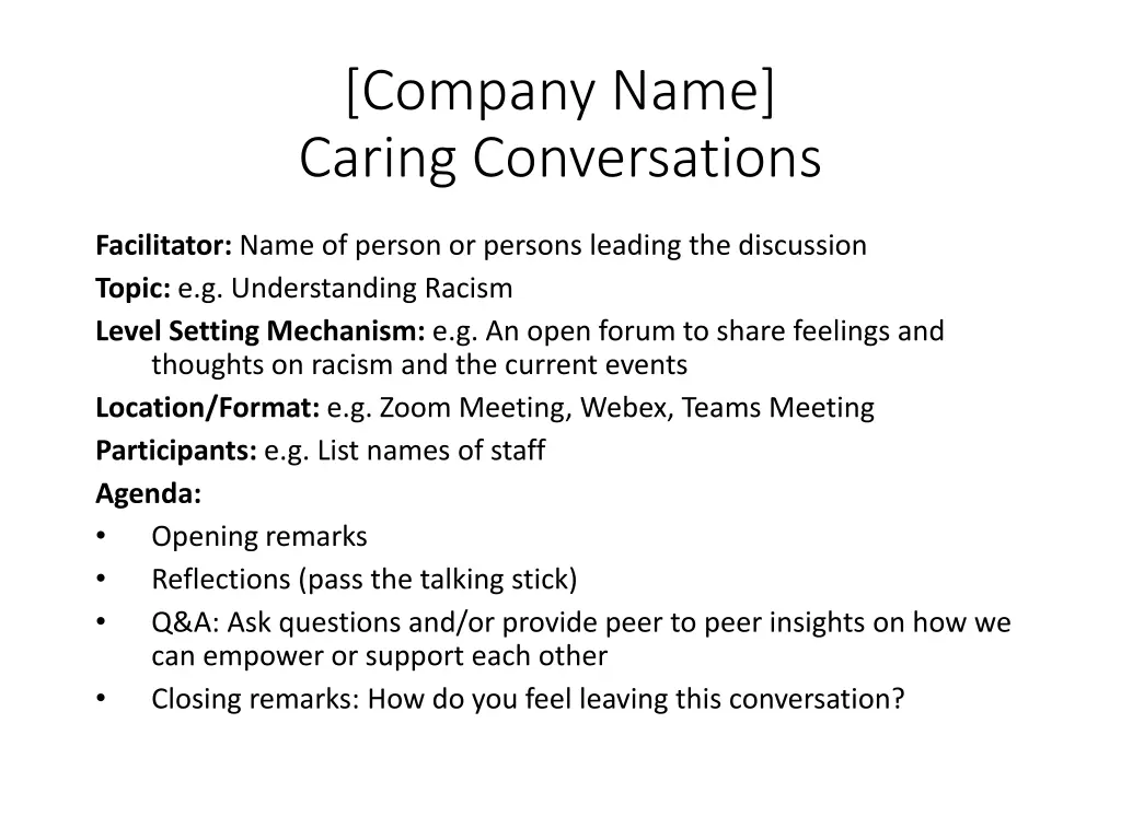 company name caring conversations