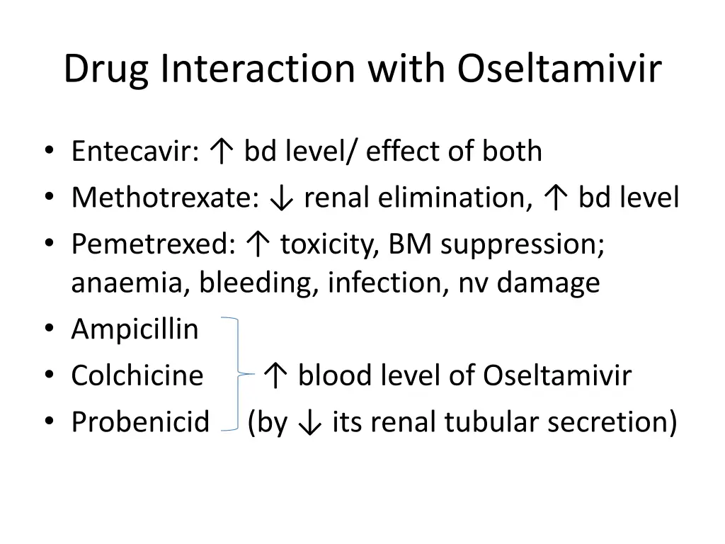 drug interaction with oseltamivir