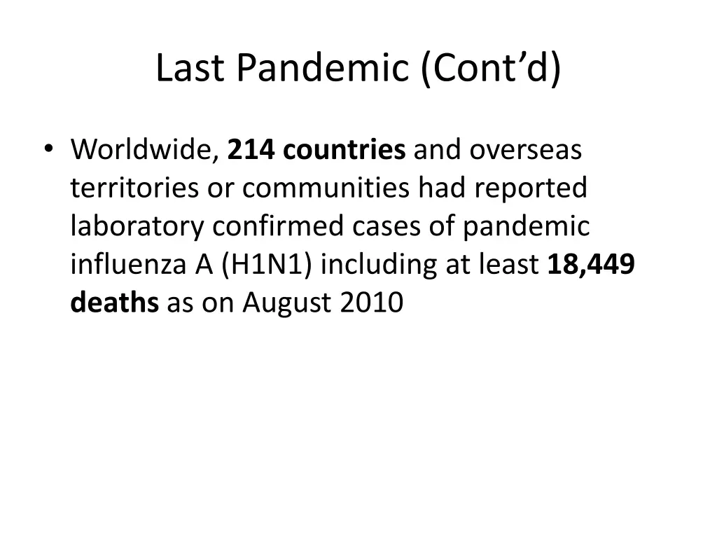 last pandemic cont d