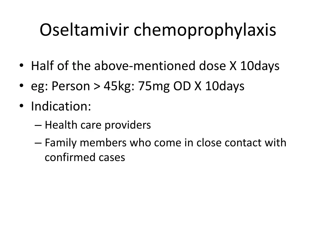 oseltamivir chemoprophylaxis