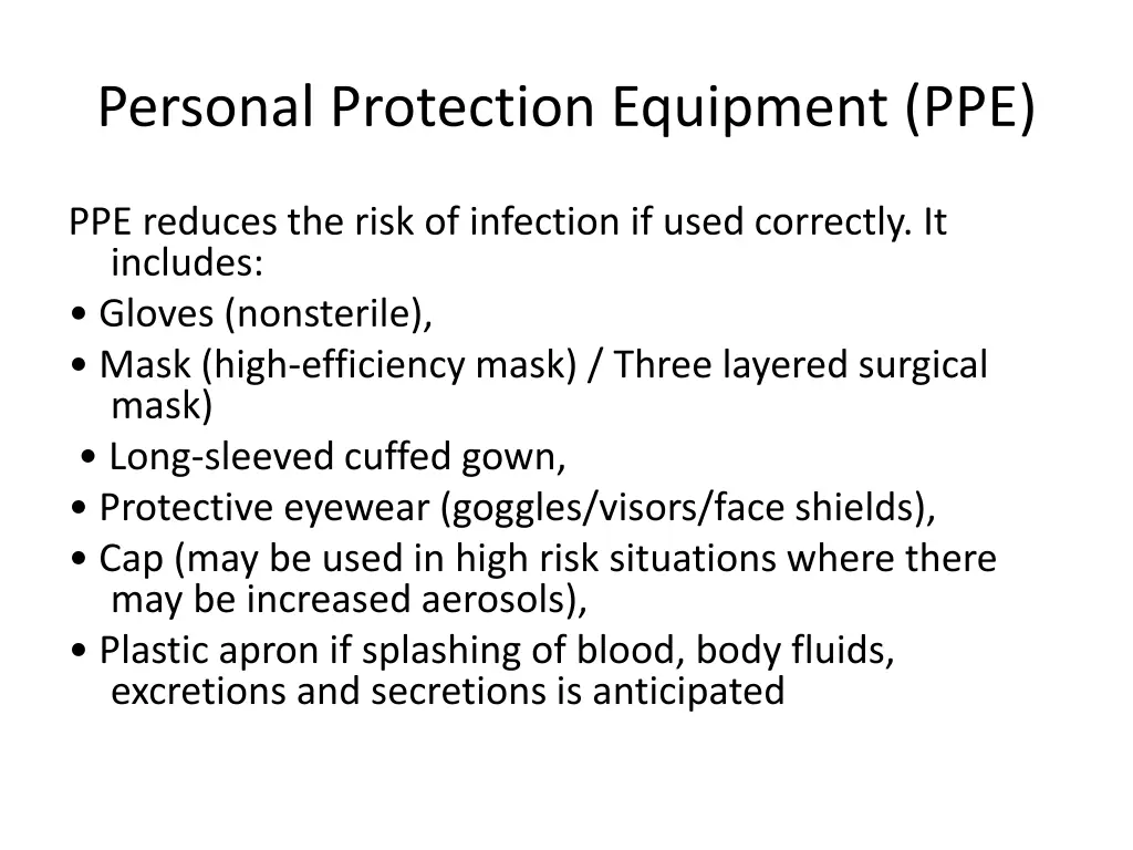 personal protection equipment ppe