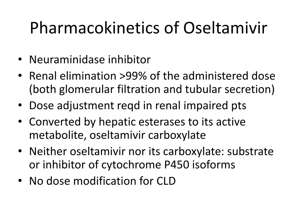 pharmacokinetics of oseltamivir