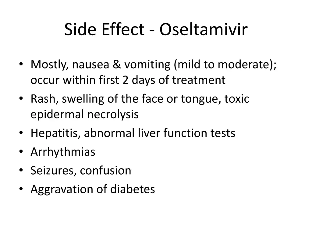 side effect oseltamivir