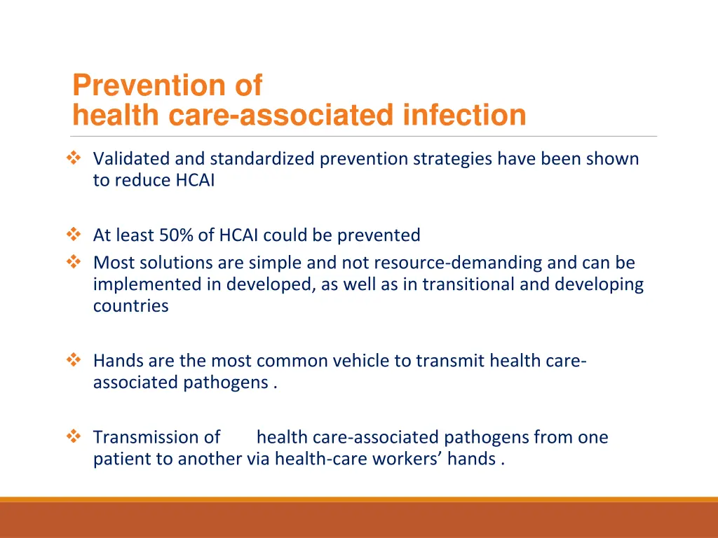 prevention of health care associated infection