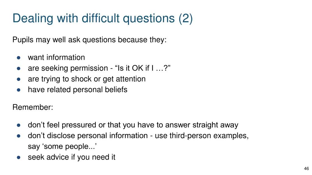 dealing with difficult questions 2