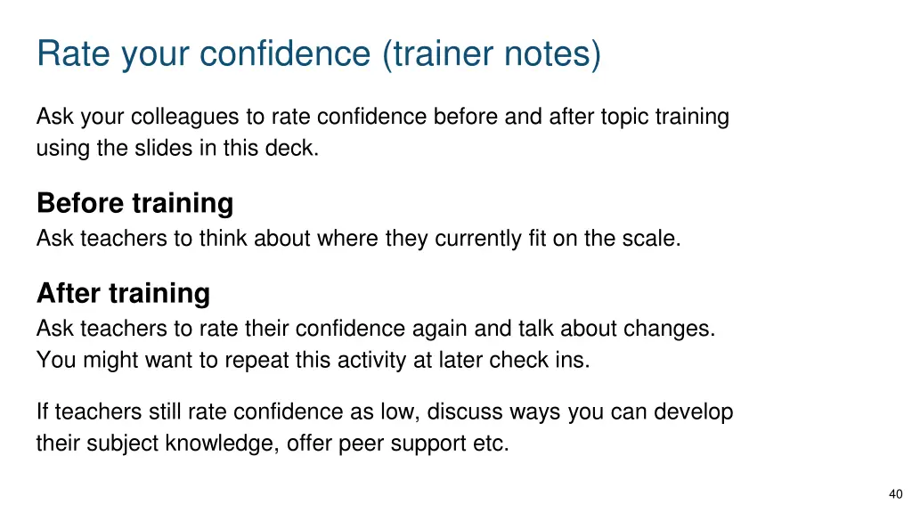 rate your confidence trainer notes