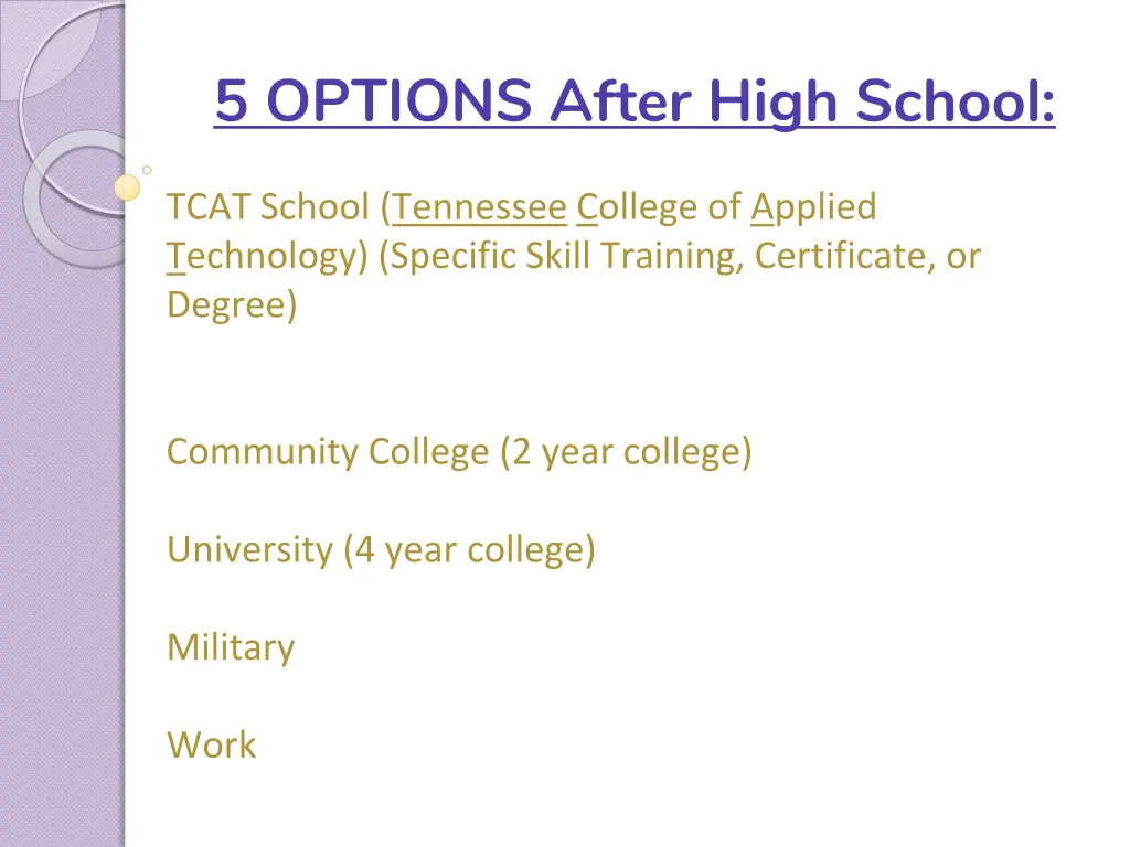 5 options after high school