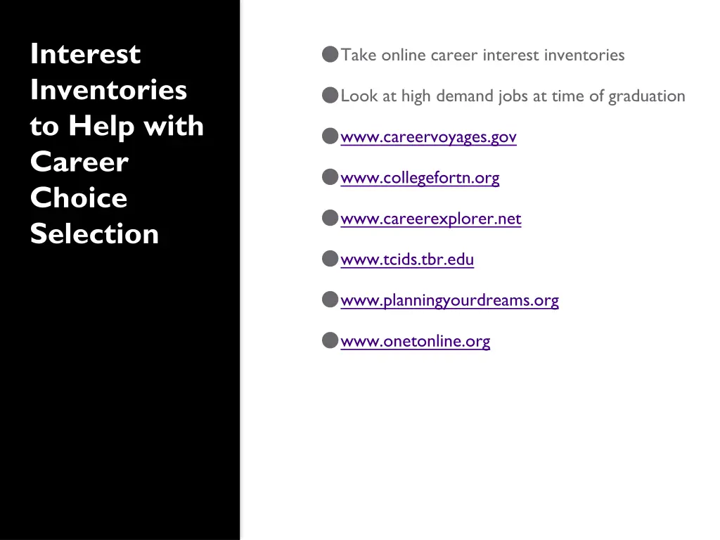 interest inventories to help with career choice