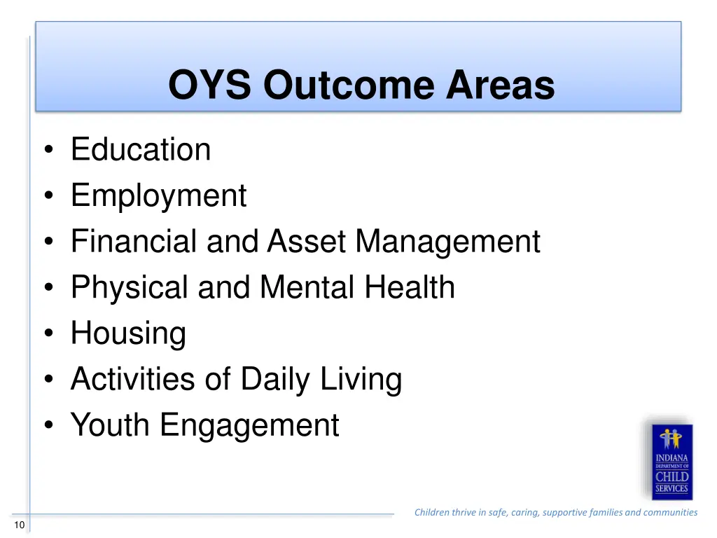 oys outcome areas