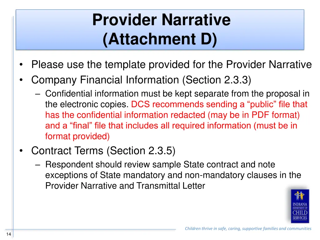 provider narrative attachment d