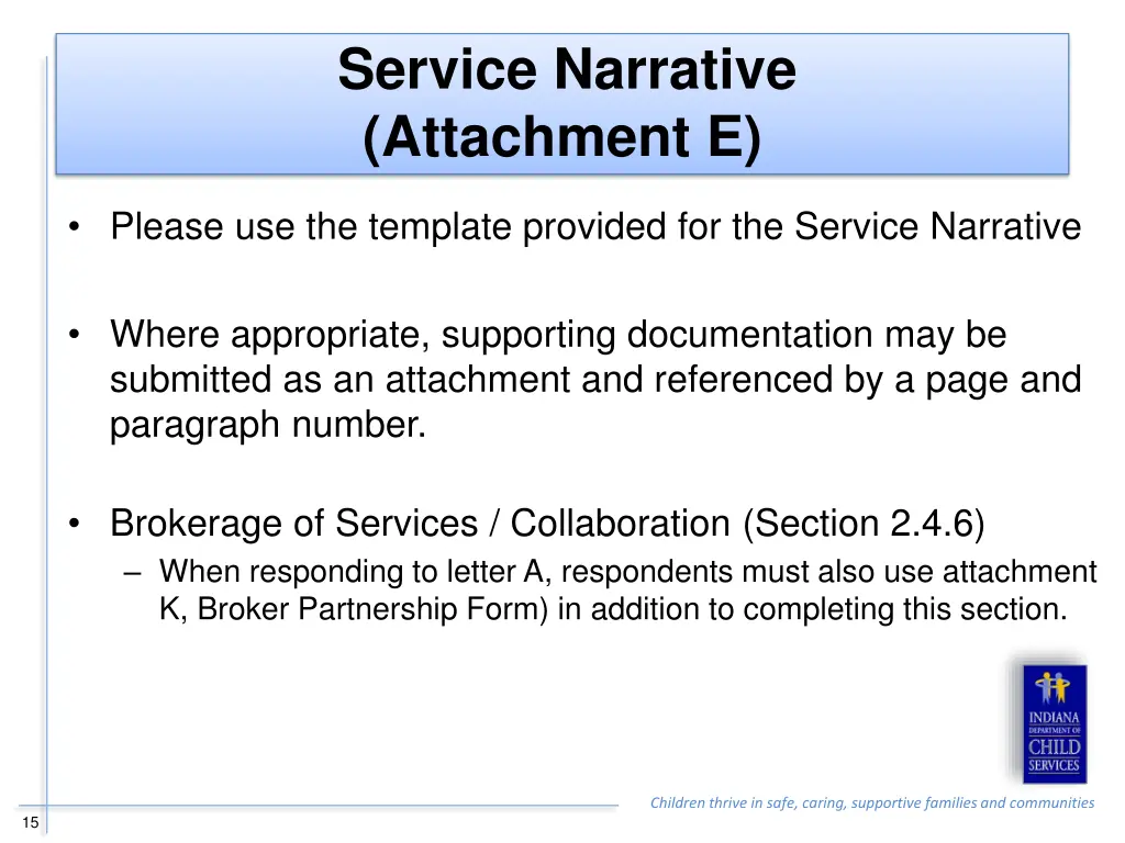 service narrative attachment e