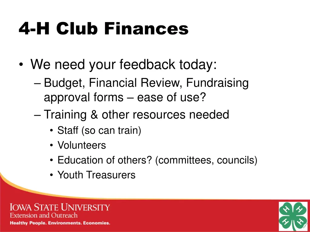 4 h club finances 2