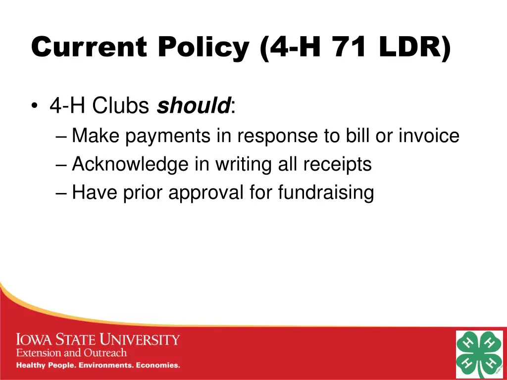 current policy 4 h 71 ldr