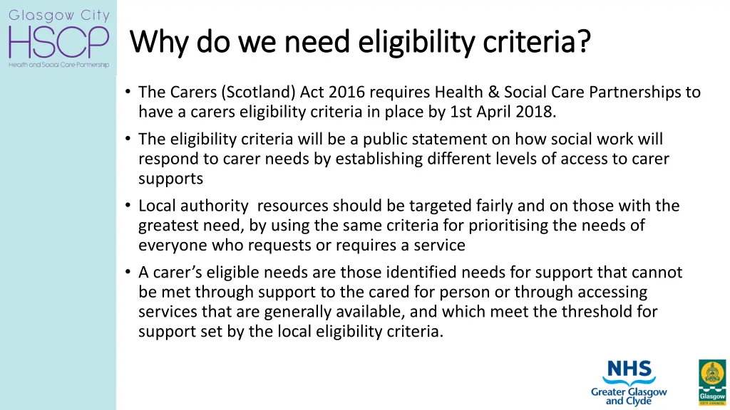 why do we need eligibility criteria