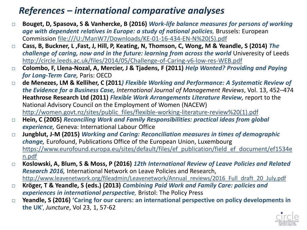 references international comparative analyses