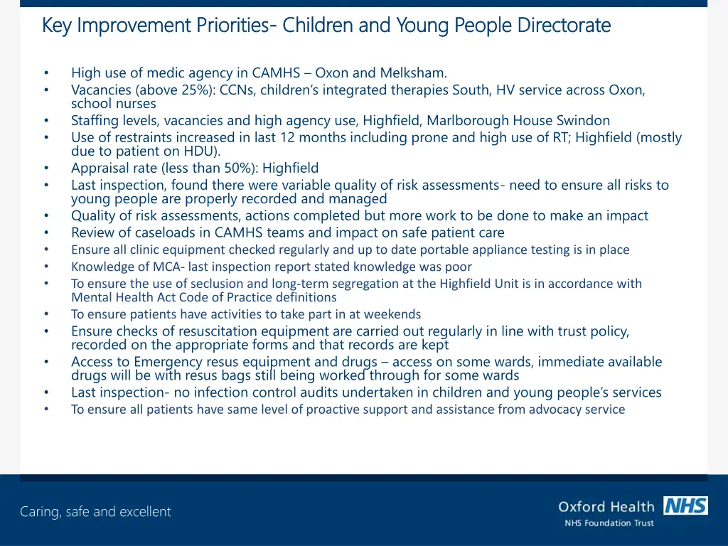 key improvement priorities key improvement 2