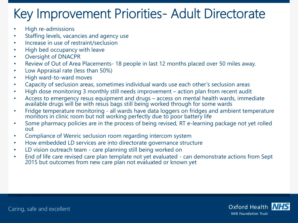 key improvement priorities key improvement