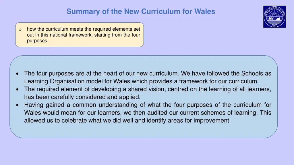 summary of the new curriculum for wales 1