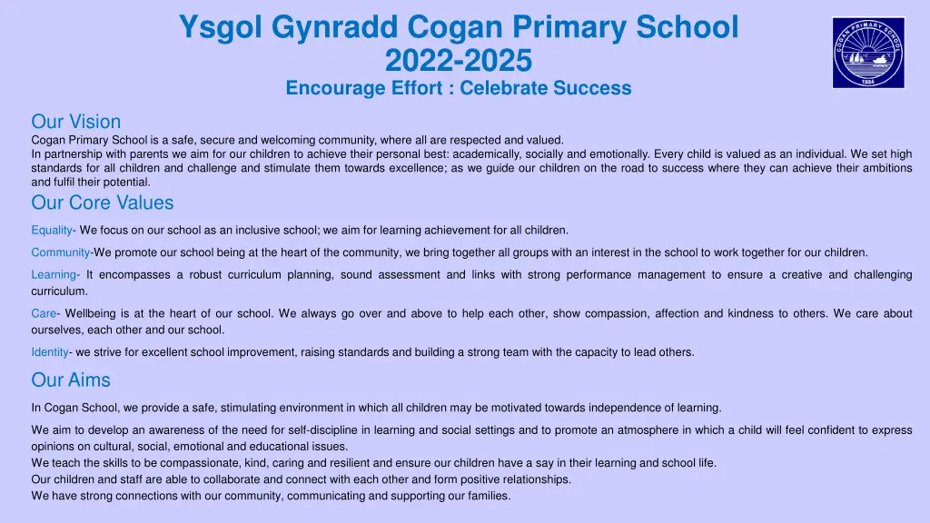 ysgol gynradd cogan primary school 2022 2025 2