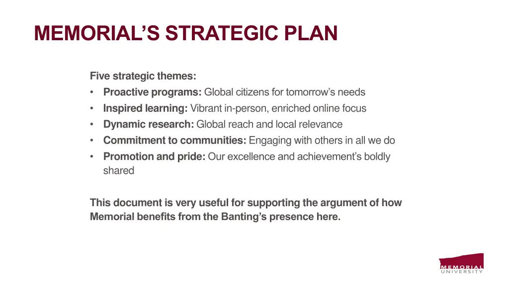 memorial s strategic plan