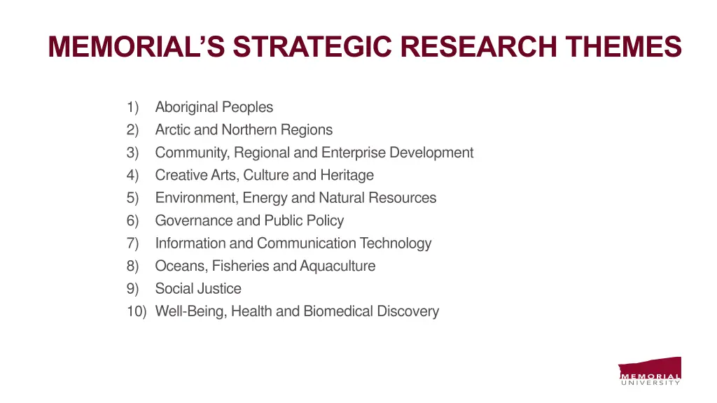 memorial s strategic research themes 1