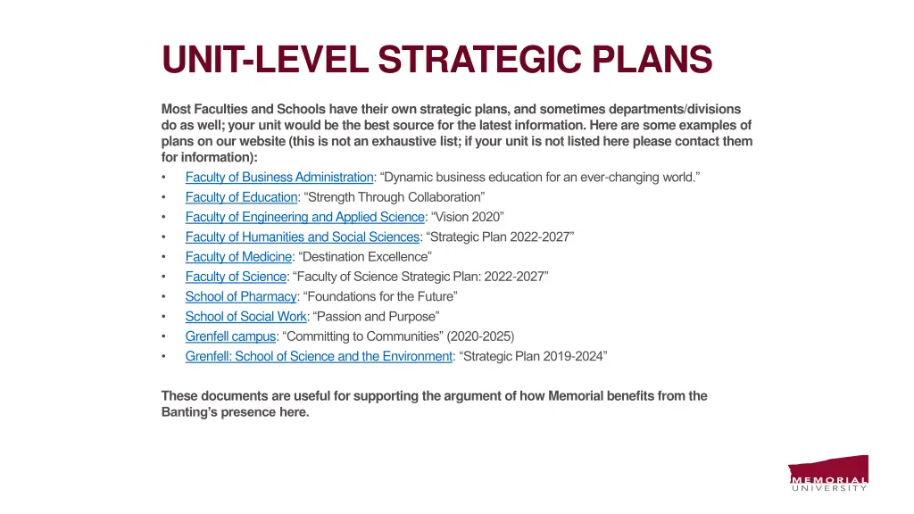 unit level strategic plans