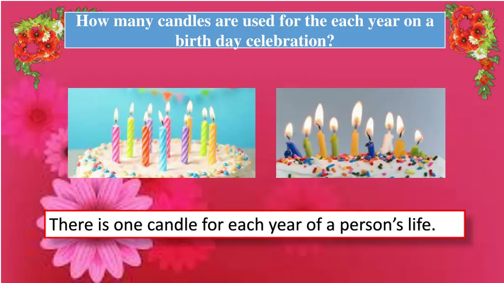 how many candles are used for the each year