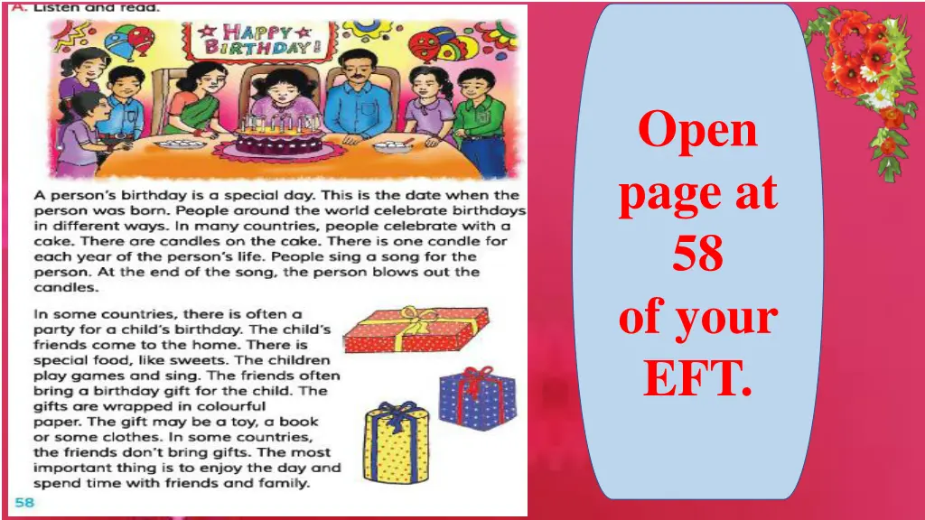 open page at 58 of your eft